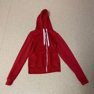 Used But Not Abused, Red Zip-Uo, Light-Weight (unbranded) Hoodie, sz sm.